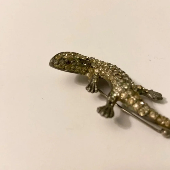 Vintage Gecko Lizard Brooch Rhinestones  3 Inch Long Fashion Jewelry Pin - Picture 8 of 11